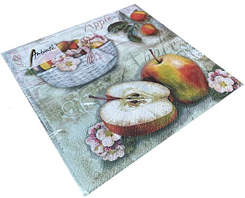 Papier Servietten Apple Basket Lunch Fest Party ca 33x33cm Herbst Winter Weihnachten von Ambiente