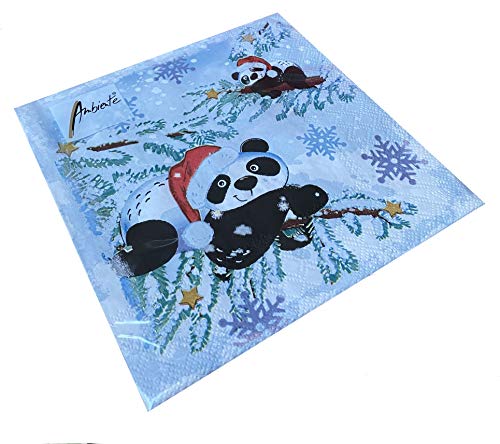 Papier Servietten Christmas Pandas In Snow Lunch Fest Party ca 33x33cm Herbst Winter Weihnachten von Ambiente