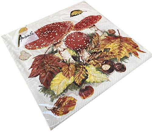 Papier Servietten Fly Agaric Pilze Lunch Fest Party ca 33x33cm Herbst Autumn Halloween von Ambiente