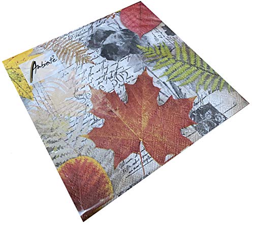 Papier Servietten Leaves On Letter Lunch Fest Party ca 33x33cm Herbst Winter Weihnachten von Ambiente