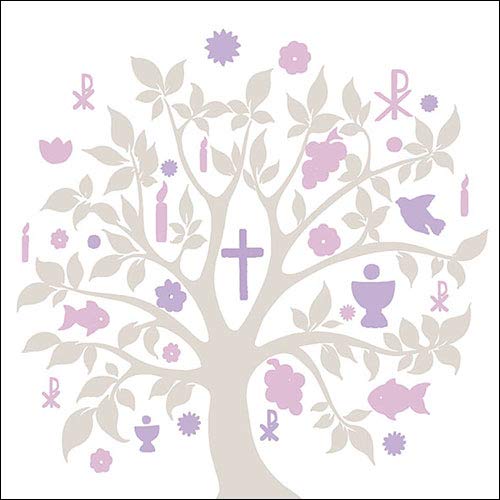 Papier Servietten Lunch/Party/Fest Ca. 33x33cm - Communion Symbols Taupe - First Communion - Kommunion und Konfirmation - Ideal Als Geschenk Und Tisch Deko von Ambiente