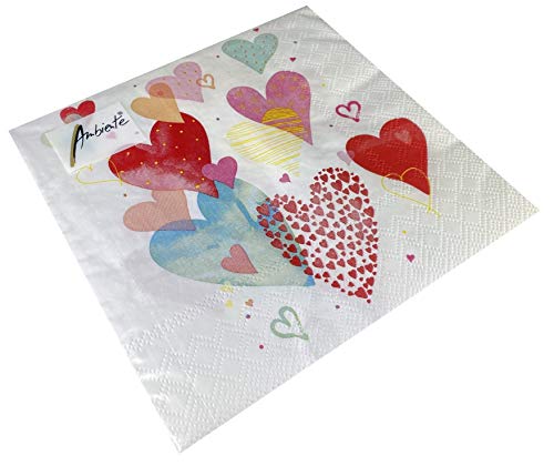 Papier Servietten Lunch Fest Party ca 33x33cm Every Day Jeden Anlass Hochzeit Herzen Liebe St Valentine With Love White von Ambiente