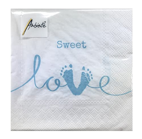 Papier Servietten Lunch Fest Party ca 33x33cm Every Day Jeden Anlass Sommer Frühling Newborn Neugeboren Taufe Sweet Love Boy von Ambiente