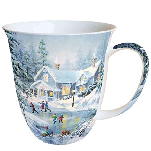 Porzellan Becher Bone China, Mug, Tasse, Fuer Tee Oder Kaffee ca. 0,4L Evening Skating -Ideal Als Geschenk von Ambiente