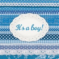 Servietten Ambiente It`s a boy, Serviette hellblau für Taufe , 33x33cm, 3lagig 20 Stück Packung von Ambiente