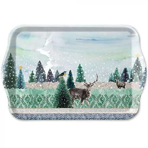 Tablett Melamin ca. 21 x 13, Hirsch Winterszene, Deer Winterscene, Kaffeservice, Teeservice von Ambiente