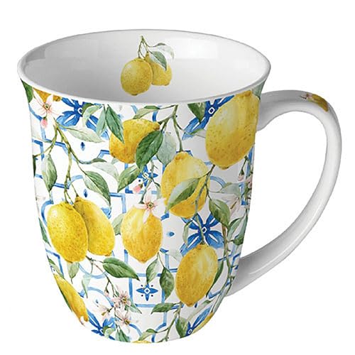 Ambiente Tasse 10cm Porzellan mit Zitronen Motiv - 0,4L Keramiktasse Porzellangeschirr - Kaffeetasse Teetasse Kakaotasse - Sommergeschirr Tassen & Becher - Porzellantasse mediterran Gelb Weiß Ambiente Tasse 10cm Porzellan mit Zitronen Motiv - 0,4L Keramiktasse Porzellangeschirr - Kaffeetasse Teetasse Kakaotasse - Sommergeschirr Tassen & Becher - Porzellantasse mediterran Gelb Weiß von Ambiente