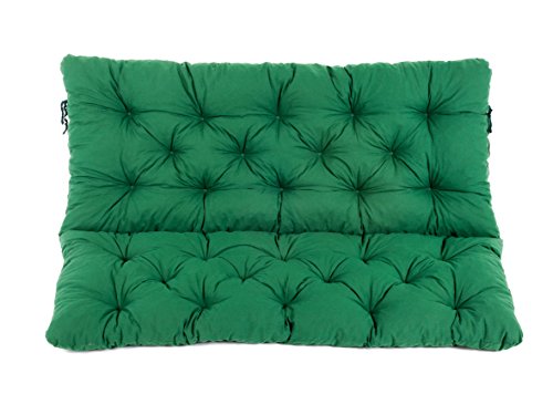 Ambientehome 2er Bank Sitzkissen und Rückenkissen Hanko, grün, ca 120 x 98 x 8 cm, Bankauflage, Polsterauflage von Ambientehome