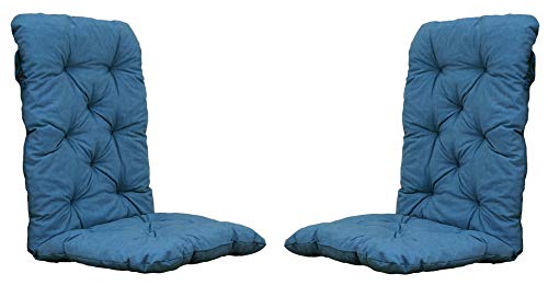Ambientehome 2er Set Auflagen Sitzkissen Sitzpolster Hochlehner, 120x50x8 cm blau/grau von Ambientehome