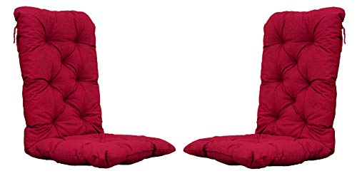 Ambientehome 2er Set Auflagen Sitzkissen Sitzpolster Hochlehner, 120x50x8 cm rot von Ambientehome
