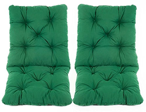 Ambientehome 2er Set Sitzkissen und Rückenkissen Sessel Hanko, grün, ca 50 x 98 x 8 cm, Polsterauflage von Ambientehome