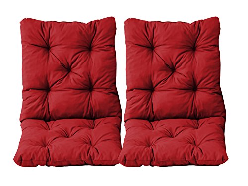 Ambientehome 2er Set Sitzkissen und Rückenkissen Sessel Hanko, rot, ca 50 x 98 x 8 cm, Polsterauflage von Ambientehome