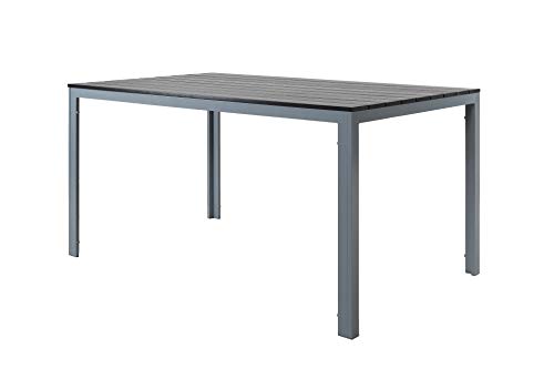 Ambientehome Alu Polywood Tischpl. circa 150x90 cm silber schwarz Tisch von Ambientehome