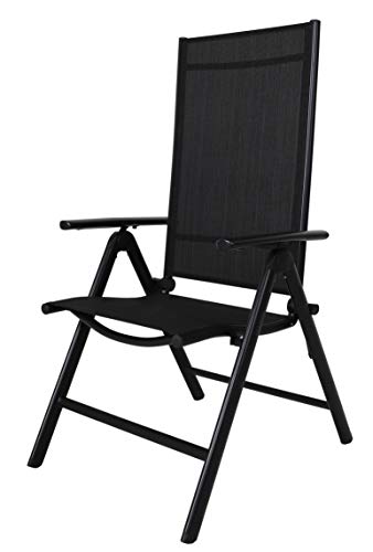 Ambientehome Aluminium Folding Chair,8-Positions Adjustment,Black Color, Basic Series von Ambientehome