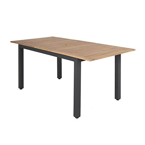 Ambientehome Ausziehtisch, Tischplatte aus FSC-zertifiziertem Akazienholz, Aluminiumgestell, 180-240 x 90 x 74-76,5 cm Tisch, schwarz von Ambientehome