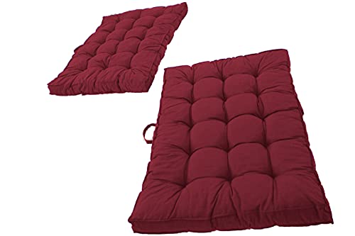 Ambientehome Palettenkissen Kastenkissen Loungekissen, 2er-Set 120 x 80 cm rot Auflagen, 65 Prozent Baumwolle, 35 Prozent Polycotton von AMBIENTE HOME