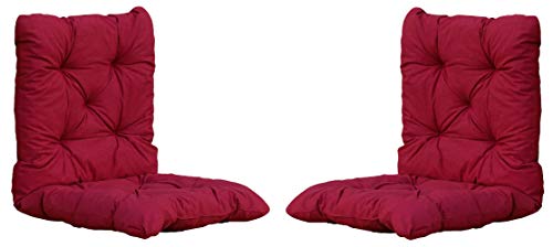 Ambientehome Sitzkissen Auflage Sitzpolster, 98 x 50 x 8 cm, 2er Set, rot, 50 Prozent Baumwolle 50 Prozent Polyester von Ambientehome