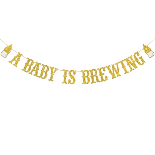 Banner mit Aufschrift "A Baby is Brewing", für Babyparty, Party, Schwangerschaftsfeier, goldfarben Banner mit Aufschrift "A Baby is Brewing", für Babyparty, Party, Schwangerschaftsfeier, goldfarben von Ambishi