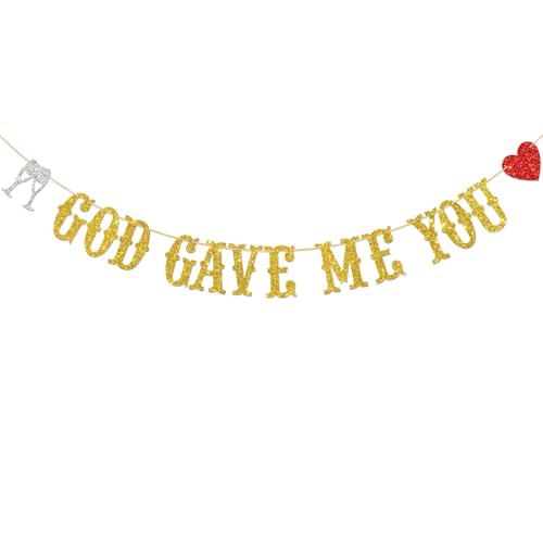 Banner mit Aufschrift "God Gave Me You", goldfarben, glitzernd, für Hochzeit, Verlobung, Hochzeit, Party, Foto-Requisiten (Gold) von Ambishi