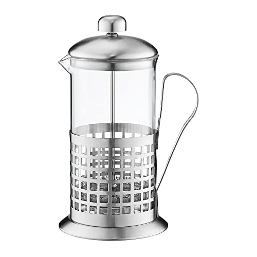 AMBITION French Press 1 Liter Kaffeebereiter aus Glas Edelstahl rostfreier Filter Stahlrahmen mit Griff Gitter von AMBITION