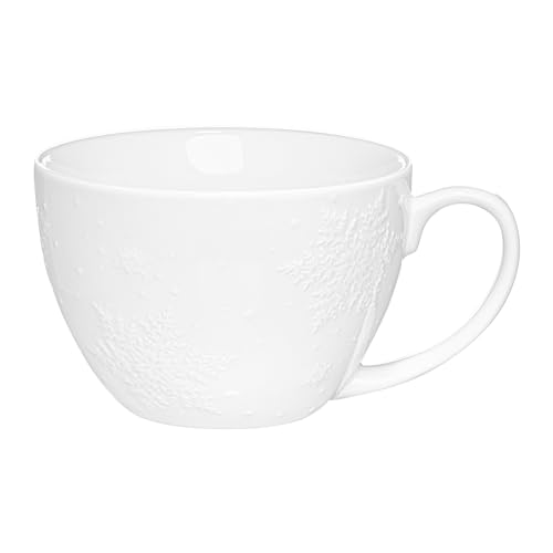 AMBITION Kaffeetasse 450 ml Galactic White Himmel Klassisch Weiß Porzellan Schneeflocken Winter Motiv Henkel 1 Stück Spülmaschine Mikrowelle von AMBITION