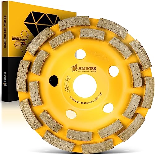 AMBOSS Diamant Schleiftopf - 125 x 22.2 mm | Für Beton, Putz, Estrich - Zweireihiger Universalschleifteller in Profi-Qualität von Amboss Werkzeuge