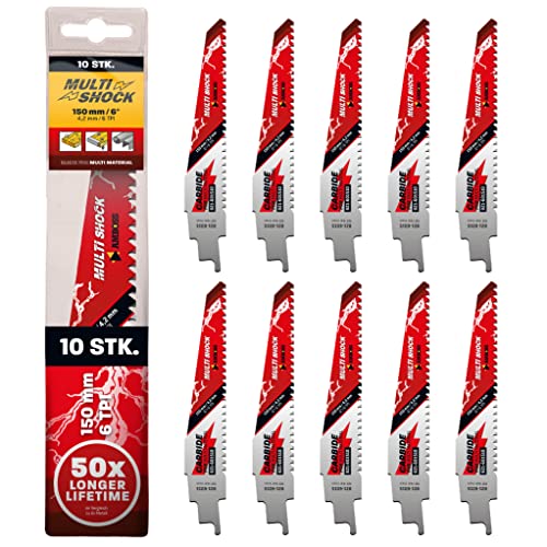 AMBOSS MULTI SHOCK - 10x Säbelsägeblatt Länge 150 mm / 6 ZpZ - ideal für Holz mit Nägeln und Holz mit Schrauben sowie Stahl - Multi Material AMBOSS MULTI SHOCK - 10x Säbelsägeblatt Länge 150 mm / 6 ZpZ - ideal für Holz mit Nägeln und Holz mit Schrauben sowie Stahl - Multi Material von Amboss Werkzeuge