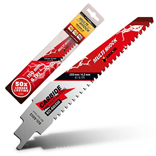AMBOSS MULTI SHOCK - 1x Säbelsägeblatt Länge 150 mm / 6 ZpZ - ideal für Holz mit Nägeln und Holz mit Schrauben sowie Stahl - Multi Material AMBOSS MULTI SHOCK - 1x Säbelsägeblatt Länge 150 mm / 6 ZpZ - ideal für Holz mit Nägeln und Holz mit Schrauben sowie Stahl - Multi Material von Amboss Werkzeuge
