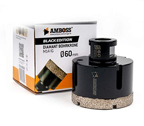 Amboss - Diamant Bohrkrone 60 mm (M14) für Winkelschleifer | Geeignet für Feinsteinzeug, harte Fliesen, Granit etc. von Amboss Werkzeuge