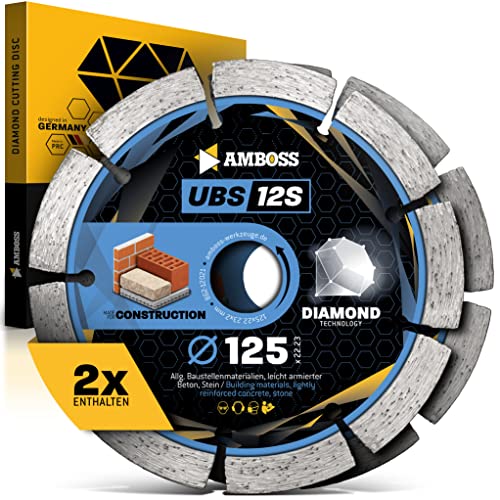 Amboss Diamant Trennscheibe UBS 12S Ø 125 mm x 22.23 - Trennen von leicht armiertem Beton/Stein/Baumaterialien - Diamantscheibe/Diamanttrennscheibe für Winkelschleifer von Amboss Werkzeuge