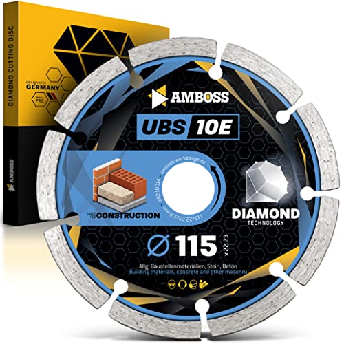 Amboss Diamant Trennscheibe UBS 10E - 115 mm x 22.23 mm - Beton/Baustellenmaterialien/Stein | gesintert | Segmenthöhe 7 mm von Amboss Werkzeuge