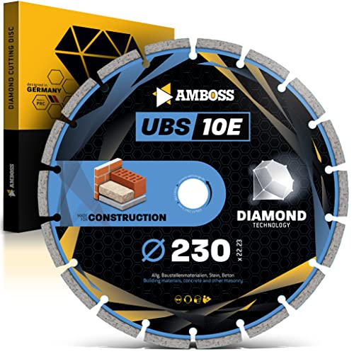 Amboss Diamant Trennscheibe UBS 10E - 230 mm x 22.23 mm - Beton/Baustellenmaterialien/Stein | gesintert | Segmenthöhe 7 mm von Amboss Werkzeuge
