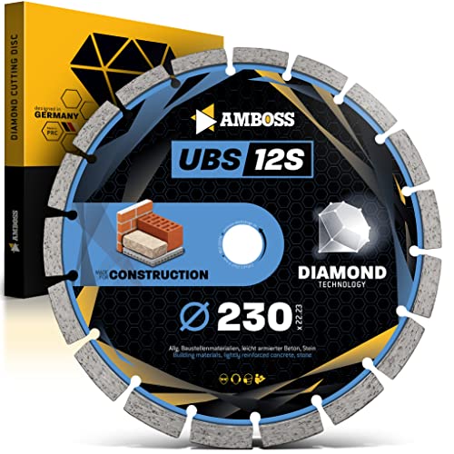 Amboss Diamant Trennscheibe UBS 12S - Diamant-Trennscheibe Ø 150 mm x 22,2 mm - leicht armierter Beton/Baustellenmaterialien/Stein | Segmenthöhe: 10 mm (gesintert) von Amboss Werkzeuge