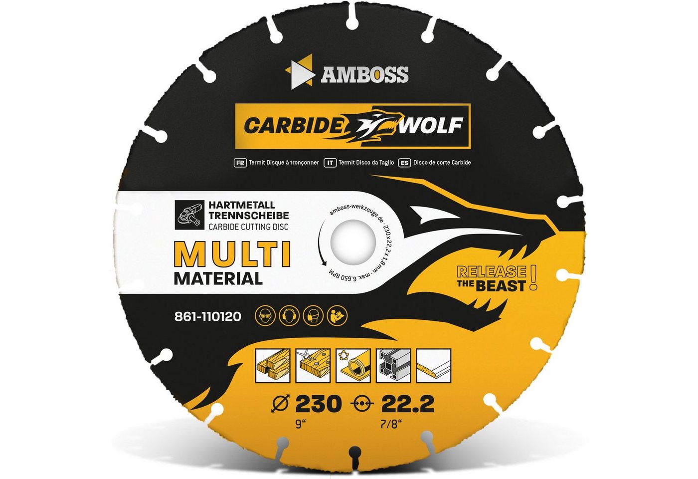 Amboss Werkzeuge Kreissägeblatt Amboss Carbide Wolf HM Trennscheibe - 230 x 1.8 x, 22.2 mm (Bohrung) 1.8 mm (Dicke) von Amboss Werkzeuge