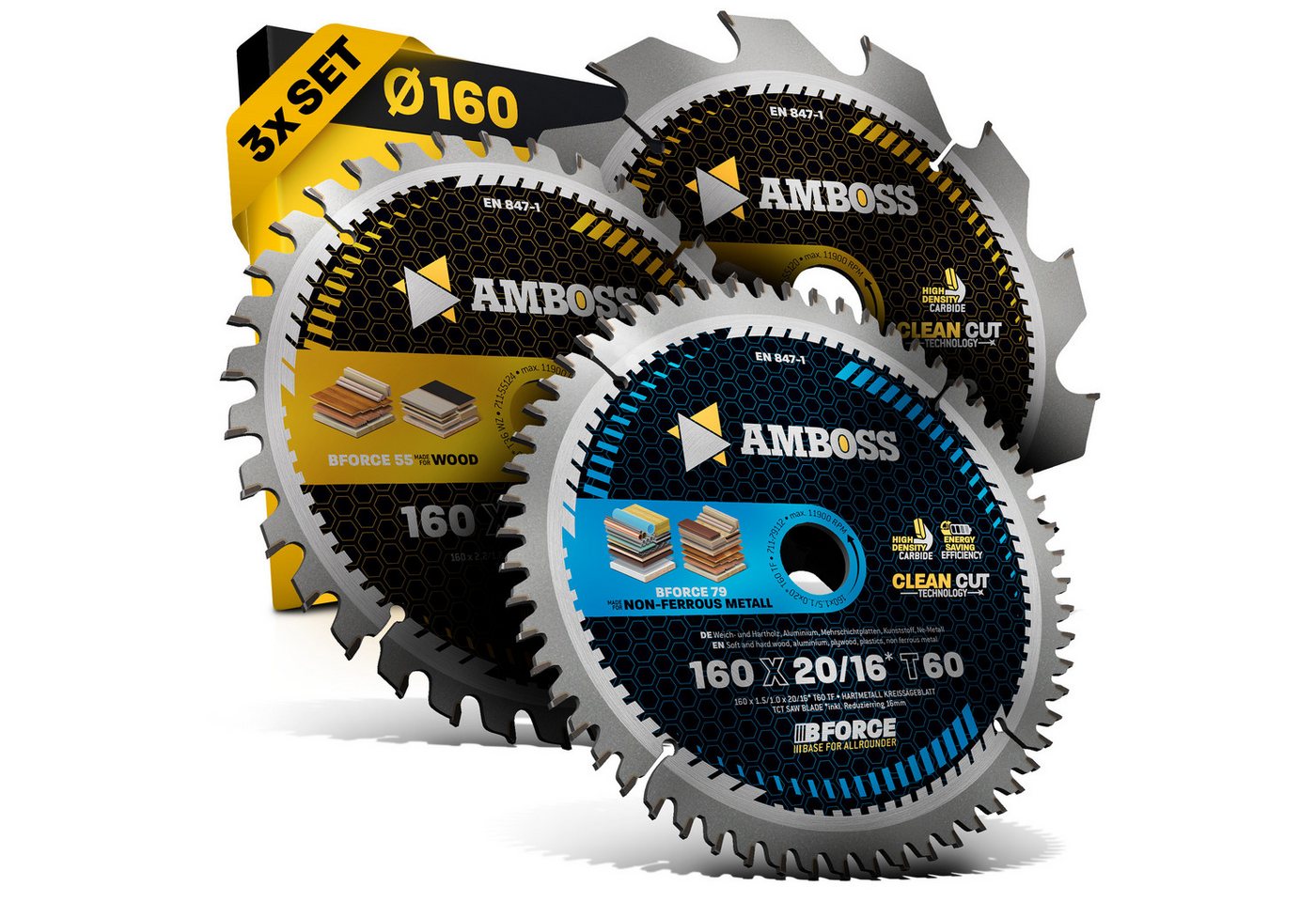 Amboss Werkzeuge Kreissägeblatt Ø160 Hand- Kreissägeblatt Set passend für Bosch Amboss Werkzeuge Kreissägeblatt Ø160 Hand- Kreissägeblatt Set passend für Bosch von Amboss Werkzeuge