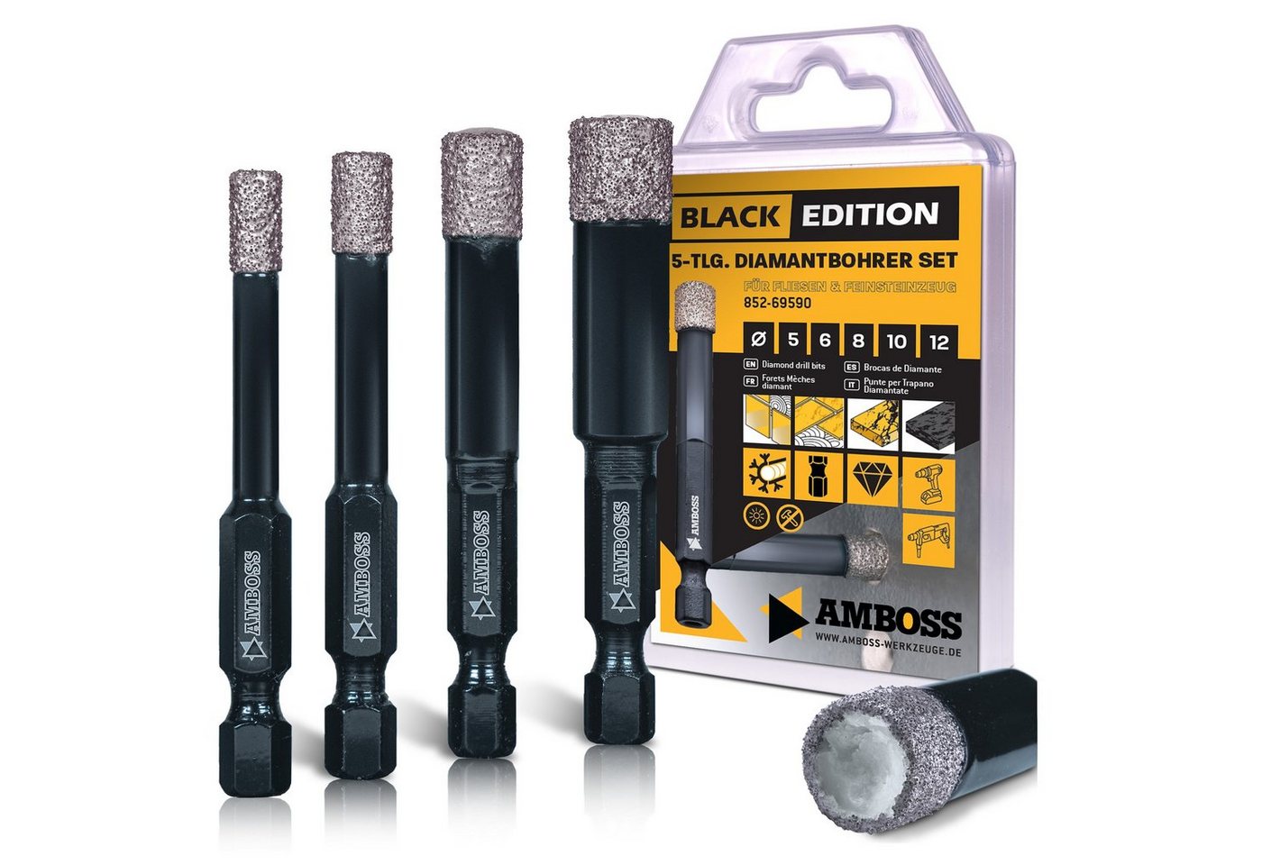 Amboss Werkzeuge Diamanttrockenbohrer Amboss Black - Diamant Bohrer für Fliesen. Amboss Werkzeuge Diamanttrockenbohrer Amboss Black - Diamant Bohrer für Fliesen. von Amboss Werkzeuge
