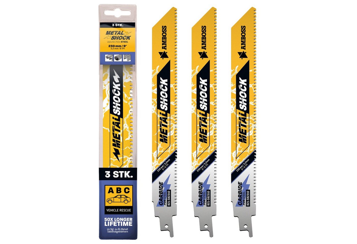 Amboss Werkzeuge Säbelsägeblatt 3x Amboss Metal Shock Säbelsägeblatt Länge 230 mm Amboss Werkzeuge Säbelsägeblatt 3x Amboss Metal Shock Säbelsägeblatt Länge 230 mm von Amboss Werkzeuge