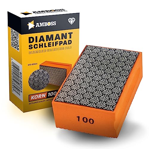 Amboss Werkzeuge Schleifklotz Korn: 100 - Diamant Schleifpad - Schleifschwamm/geeignet für Fliesen + Feinsteinzeug + Glas + Granit + Marmor von Amboss Werkzeuge
