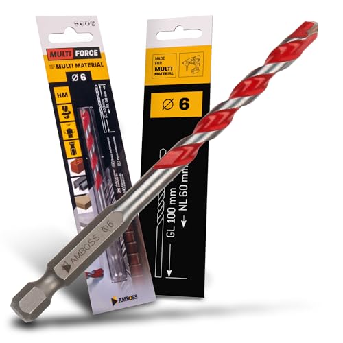 Ø6.0 mm HM Mehrzweckbohrer - Holz, Blech, Gipskarton, Metallprofil, Fliesen, Mauerwerk uvm.- AMBOSS Werkzeuge Multi Force Multifunktionsbohrer Multibohrer 6kant Bohrer für Bohrmaschinen/Akkuschrauber Ø6.0 mm HM Mehrzweckbohrer - Holz, Blech, Gipskarton, Metallprofil, Fliesen, Mauerwerk uvm.- AMBOSS Werkzeuge Multi Force Multifunktionsbohrer Multibohrer 6kant Bohrer für Bohrmaschinen/Akkuschrauber von Amboss Werkzeuge