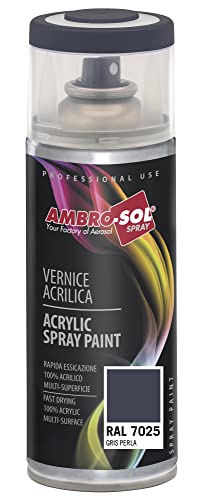 Ambro-Sol - Mehrzweck Acryllack Spray V4007025, Hochglanzfarbe für Innen und Außen, Acryl Spray für Alle Materialien, 400 ml Recyclebare Acryl Sprühfarbe Weißblech-Sprühdose - Perlgrau von Ambro-Sol