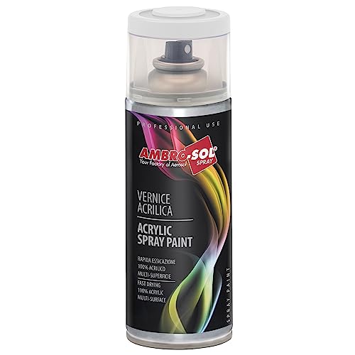 Ambro-Sol - Mehrzweck Acryllack Spray V400SAT1, Hochglanzfarbe für Innen und Außen, Acryl Spray für Alle Materialien, 400 ml Recyclebare Acryl Sprühfarbe Weißblech-Sprühdose - Weiß Satiniert von Ambro-Sol