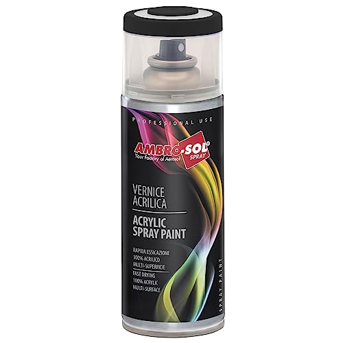 Ambro-Sol - Mehrzweck Acryllack Spray V400SAT2, Hochglanzfarbe für Innen und Außen, Acryl Spray für Alle Materialien, 400 ml Recyclebare Acryl Sprühfarbe Weißblech-Sprühdose - Schwarz Matt Ambro-Sol - Mehrzweck Acryllack Spray V400SAT2, Hochglanzfarbe für Innen und Außen, Acryl Spray für Alle Materialien, 400 ml Recyclebare Acryl Sprühfarbe Weißblech-Sprühdose - Schwarz Matt von Ambro-Sol