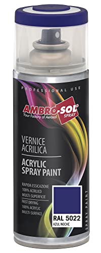 Ambro-Sol V4005022 Mehrzweck-Acryl-Emaille, Hochglanzfarbe für innen und außen, geeignet für alle Materialien, 400 ml recyclebare Weißblech-Sprühdose, Nachtblau von Ambro-Sol