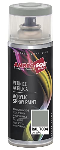 Ambro-Sol V4007001 Mehrzweck-Acryl-Emaille, Hochglanzfarbe für innen und außen, geeignet für alle Materialien, 400 ml recyclebare Weißblech-Sprühdose, Signalgrau von Ambro-Sol