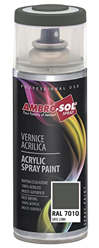 Ambro-Sol V4007010 Mehrzweck-Acryl-Emaille, Hochglanzfarbe für innen und außen, geeignet für alle Materialien, 400 ml recyclebare Weißblech-Sprühdose, Zeltgrau von Ambro-Sol