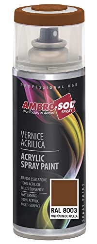 Ambro-Sol V4008003 Mehrzweck-Acryl-Emaille, Hochglanzfarbe für innen und außen, geeignet für alle Materialien, 400 ml recyclebare Weißblech-Sprühdose, Schlammbraun von Ambro-Sol