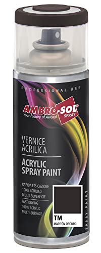 Ambro-Sol V400TM Mehrzweck-Acryl-Emaille, Hochglanzfarbe für innen und außen, geeignet für alle Materialien, 400 ml recyclebare Weißblech-Sprühdose, Dunkelbraun von Ambro-Sol