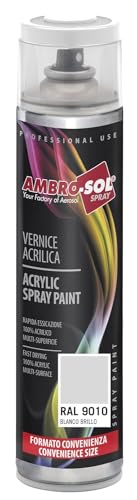 Ambro-Sol V600PAST4 Mehrzweck-Acryl-Lack, Innen- und Außenanstrich, geeignet für alle Materialien, recyclebare Weißblech-Sprühdose 600 ml, Ral 9010 Mattweiß von Ambro-Sol