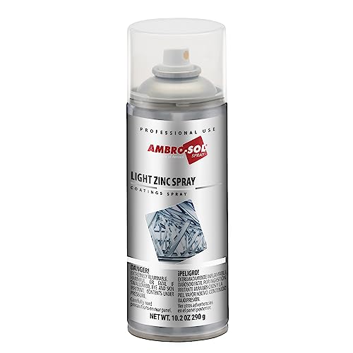Ambro-Sol Z350 Zink-Klarspray, ideal zum Ausbessern, Veredeln und Reparieren von Metalloberflächen mit hellgrauer Oberfläche, 400 ml unendlich wiederverwendbares Weißblechspray von Ambro-Sol