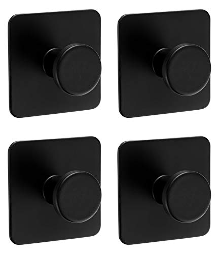 Ambrosya - Handtuchhalter ohne Bohren - Haken Selbstklebend Bad Accessoires Badezimmer Deko Handtuchhaken Kleiderhaken Wand Garderobe Küche (Edelstahl (Schwarz), 4 x 1) von Ambrosya